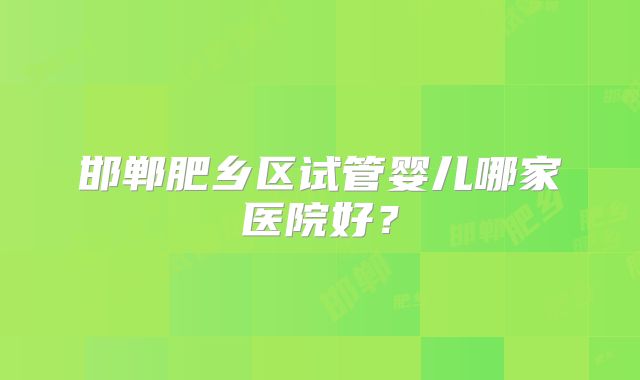 邯郸肥乡区试管婴儿哪家医院好？
