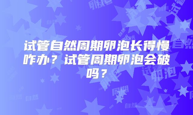 试管自然周期卵泡长得慢咋办？试管周期卵泡会破吗？