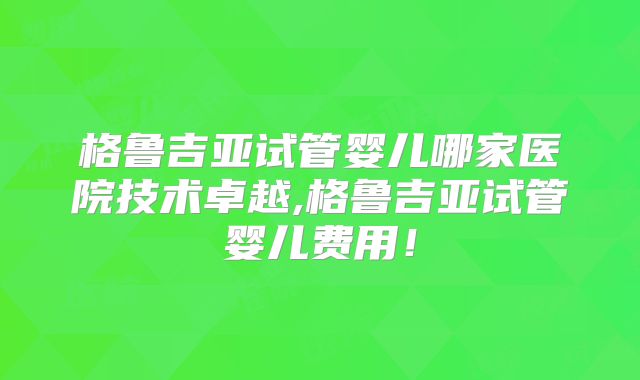 格鲁吉亚试管婴儿哪家医院技术卓越,格鲁吉亚试管婴儿费用！