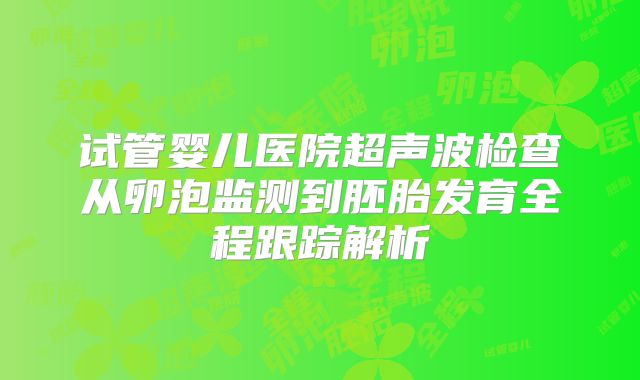 试管婴儿医院超声波检查从卵泡监测到胚胎发育全程跟踪解析