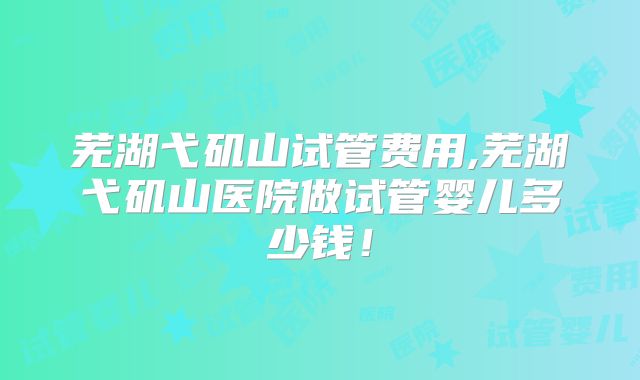 芜湖弋矶山试管费用,芜湖弋矶山医院做试管婴儿多少钱！