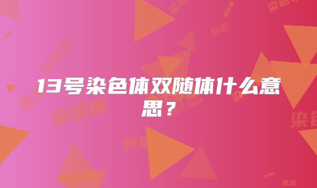 13号染色体双随体什么意思?