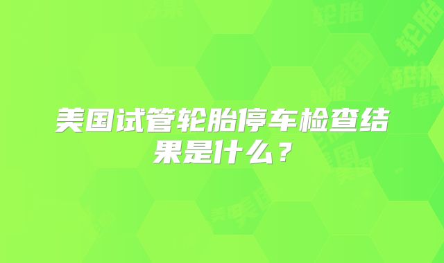 美国试管轮胎停车检查结果是什么？