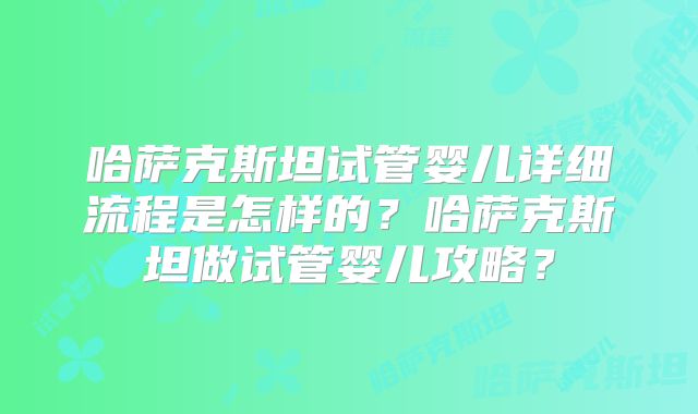 哈萨克斯坦试管婴儿详细流程是怎样的？哈萨克斯坦做试管婴儿攻略？