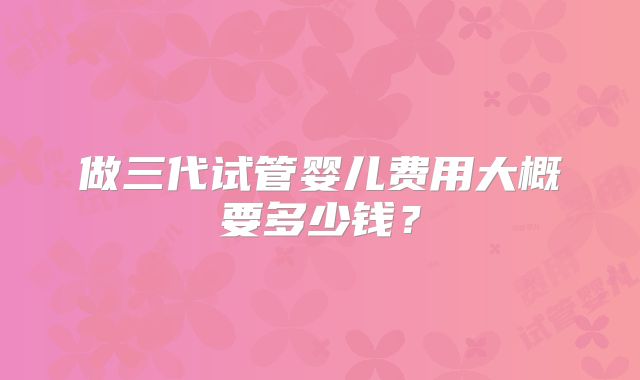 做三代试管婴儿费用大概要多少钱?
