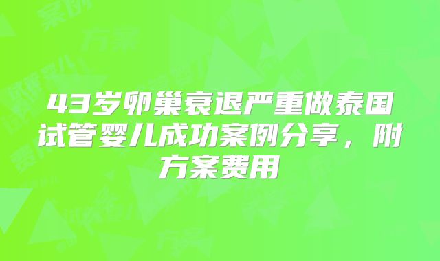 43岁卵巢衰退严重做泰国试管婴儿成功案例分享，附方案费用