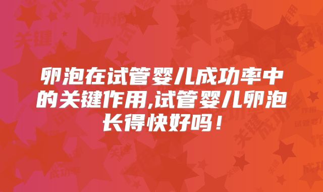 卵泡在试管婴儿成功率中的关键作用,试管婴儿卵泡长得快好吗!