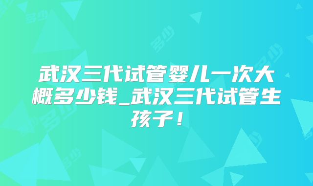 武汉三代试管婴儿一次大概多少钱_武汉三代试管生孩子！