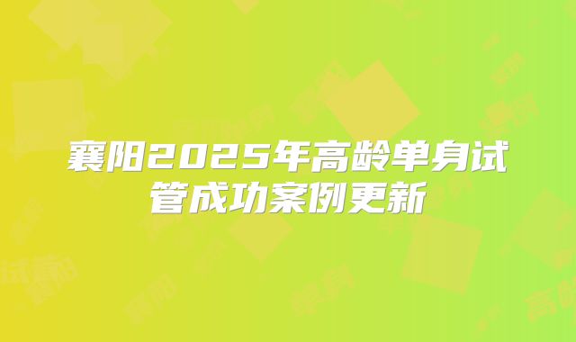 襄阳2025年高龄单身试管成功案例更新