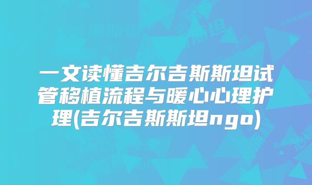 一文读懂吉尔吉斯斯坦试管移植流程与暖心心理护理(吉尔吉斯斯坦ngo)