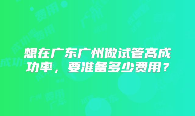 想在广东广州做试管高成功率，要准备多少费用？