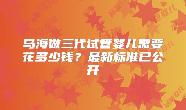 乌海做三代试管婴儿需要花多少钱？最新标准已公开