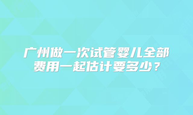 广州做一次试管婴儿全部费用一起估计要多少？