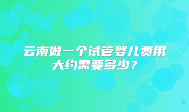云南做一个试管婴儿费用大约需要多少？
