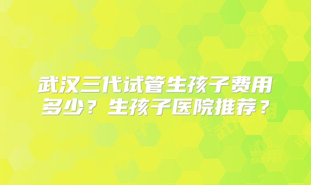 武汉三代试管生孩子费用多少？生孩子医院推荐？