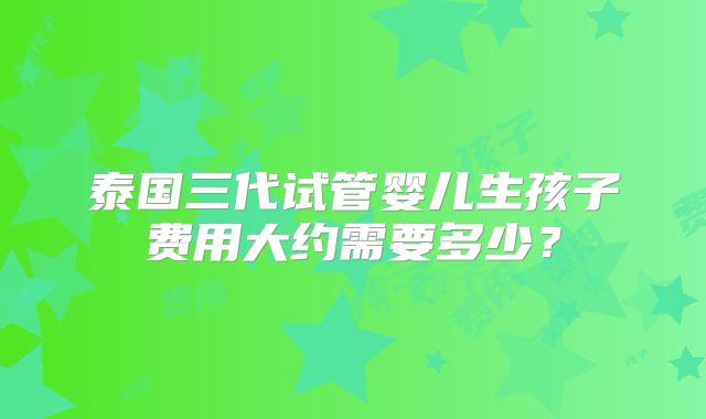 泰国三代试管婴儿生孩子费用大约需要多少?
