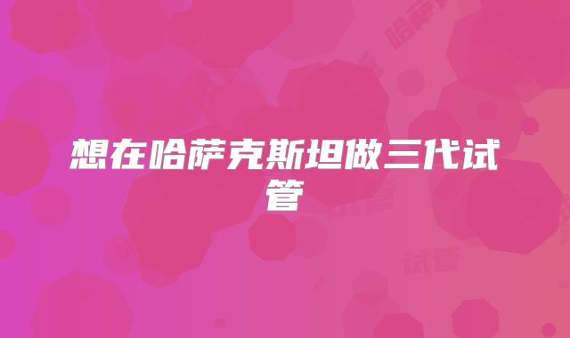 想在哈萨克斯坦做三代试管