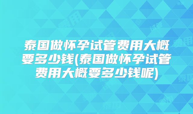 泰国做怀孕试管费用大概要多少钱(泰国做怀孕试管费用大概要多少钱呢)