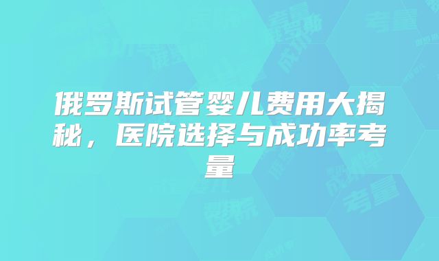 俄罗斯试管婴儿费用大揭秘，医院选择与成功率考量