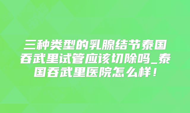 三种类型的乳腺结节泰国吞武里试管应该切除吗_泰国吞武里医院怎么样！
