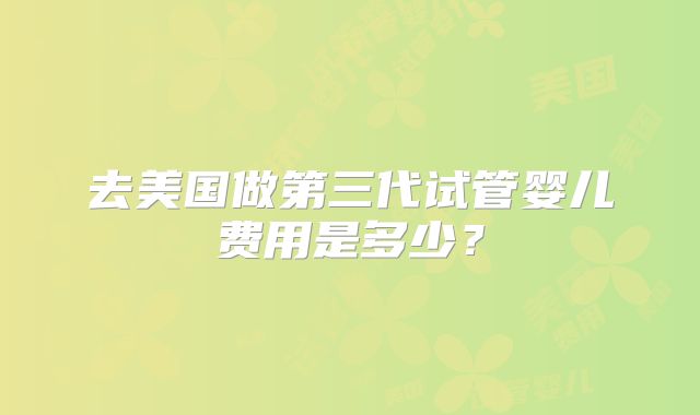 去美国做第三代试管婴儿费用是多少？