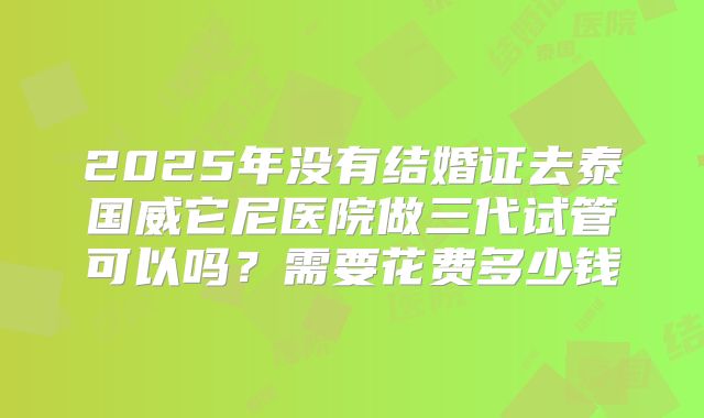2025年没有结婚证去泰国威它尼医院做三代试管可以吗？需要花费多少钱
