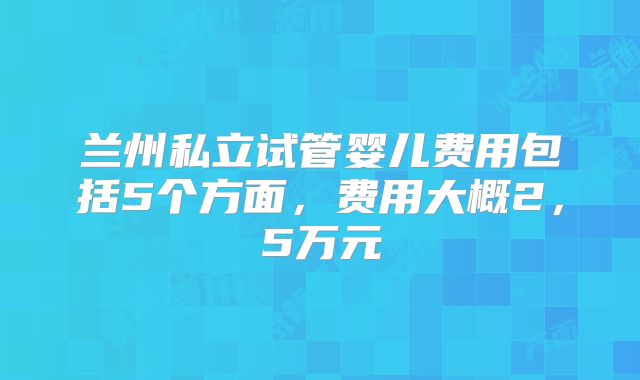 兰州私立试管婴儿费用包括5个方面，费用大概2，5万元