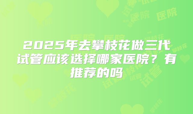2025年去攀枝花做三代试管应该选择哪家医院？有推荐的吗