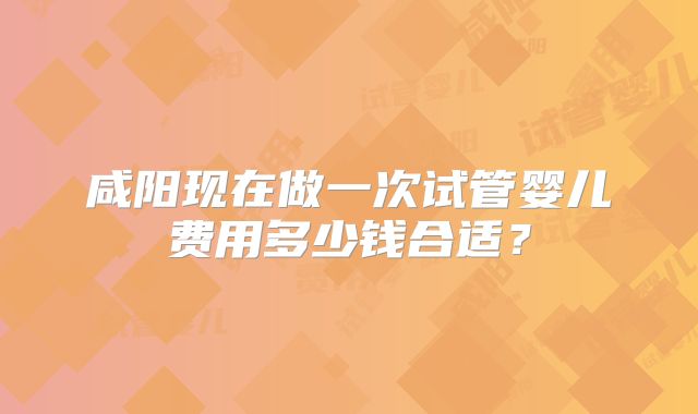 咸阳现在做一次试管婴儿费用多少钱合适？