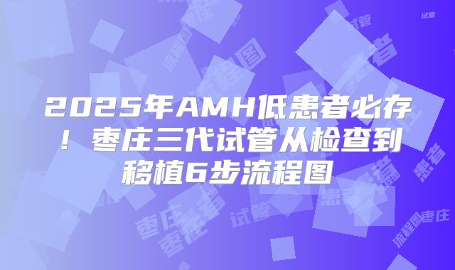 2025年AMH低患者必存！枣庄三代试管从检查到移植6步流程图