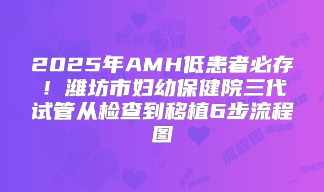 2025年AMH低患者必存！潍坊市妇幼保健院三代试管从检查到移植6步流程图