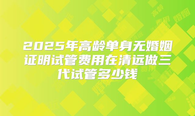 2025年高龄单身无婚姻证明试管费用在清远做三代试管多少钱