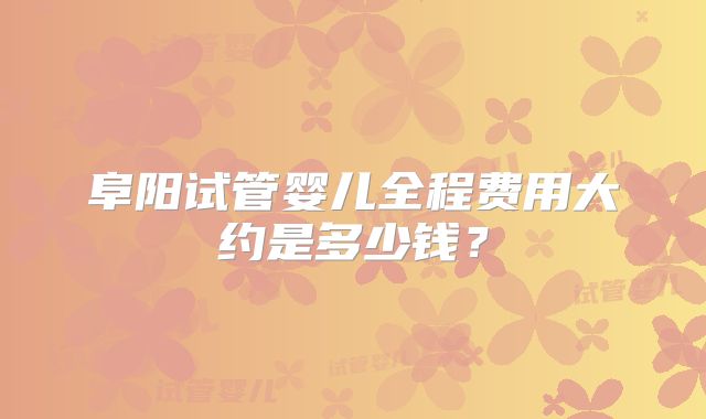 阜阳试管婴儿全程费用大约是多少钱？