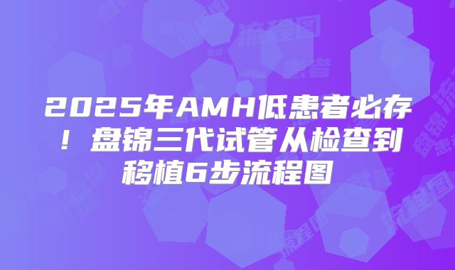 2025年AMH低患者必存！盘锦三代试管从检查到移植6步流程图