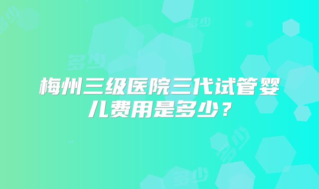 梅州三级医院三代试管婴儿费用是多少？
