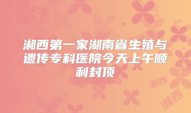 湘西第一家湖南省生殖与遗传专科医院今天上午顺利封顶