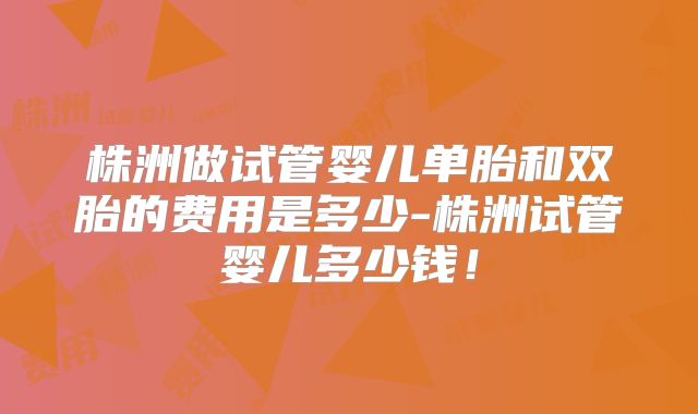 株洲做试管婴儿单胎和双胎的费用是多少-株洲试管婴儿多少钱!