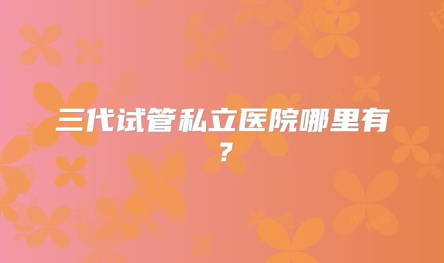 三代试管私立医院哪里有？
