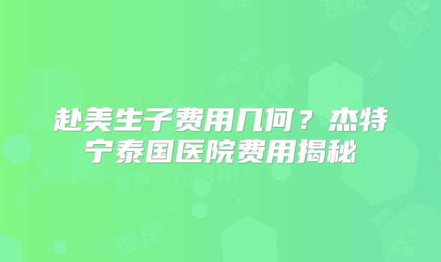 赴美生子费用几何？杰特宁泰国医院费用揭秘