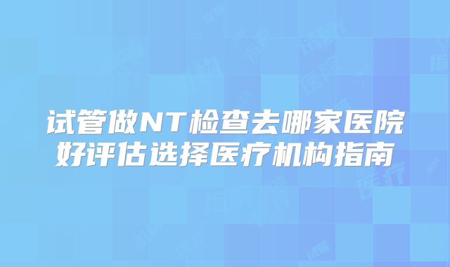 试管做NT检查去哪家医院好评估选择医疗机构指南