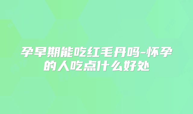 孕早期能吃红毛丹吗-怀孕的人吃点什么好处