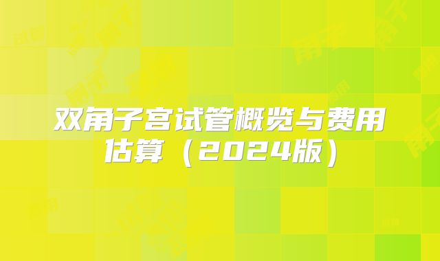 双角子宫试管概览与费用估算(2024版)