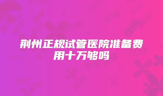 荆州正规试管医院准备费用十万够吗