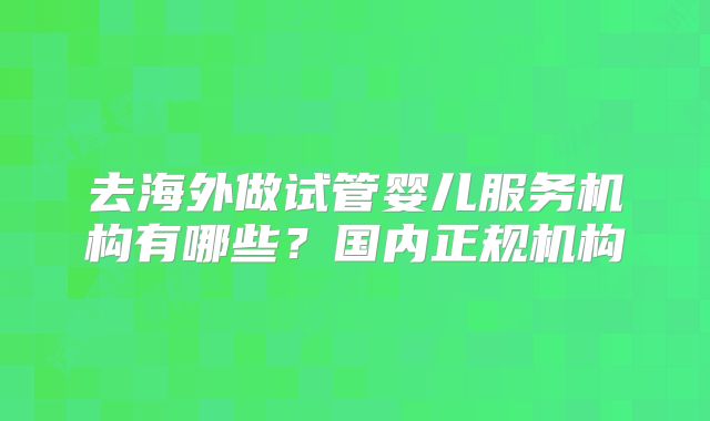 去海外做试管婴儿服务机构有哪些？国内正规机构