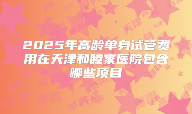 2025年高龄单身试管费用在天津和睦家医院包含哪些项目