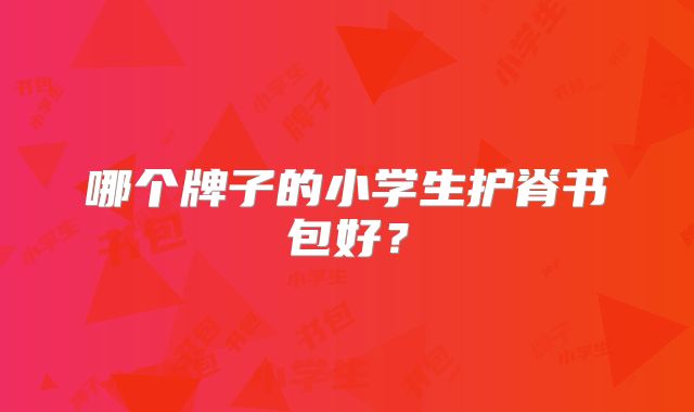 哪个牌子的小学生护脊书包好？