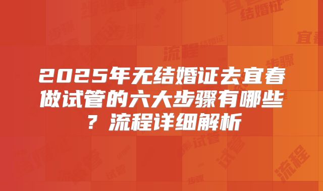2025年无结婚证去宜春做试管的六大步骤有哪些?流程详细解析
