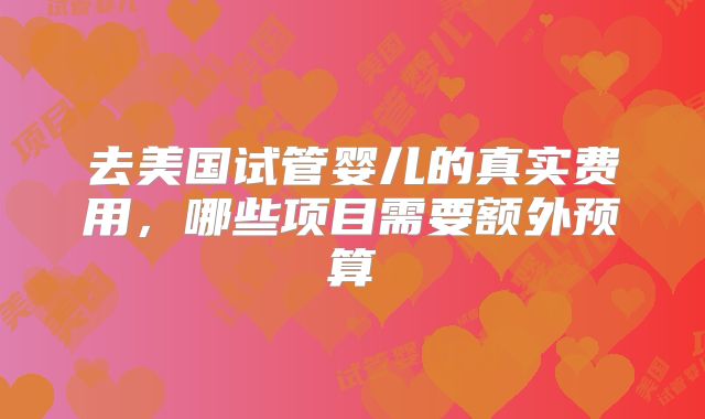 去美国试管婴儿的真实费用，哪些项目需要额外预算