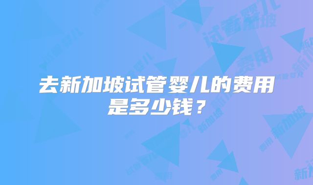 去新加坡试管婴儿的费用是多少钱？