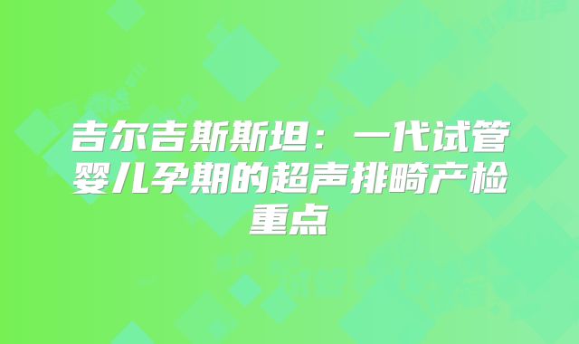 吉尔吉斯斯坦：一代试管婴儿孕期的超声排畸产检重点